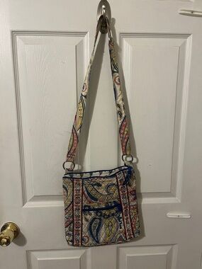 Vera Bradley Paisley Quilted Crossbody in Navy, Red, Yellow